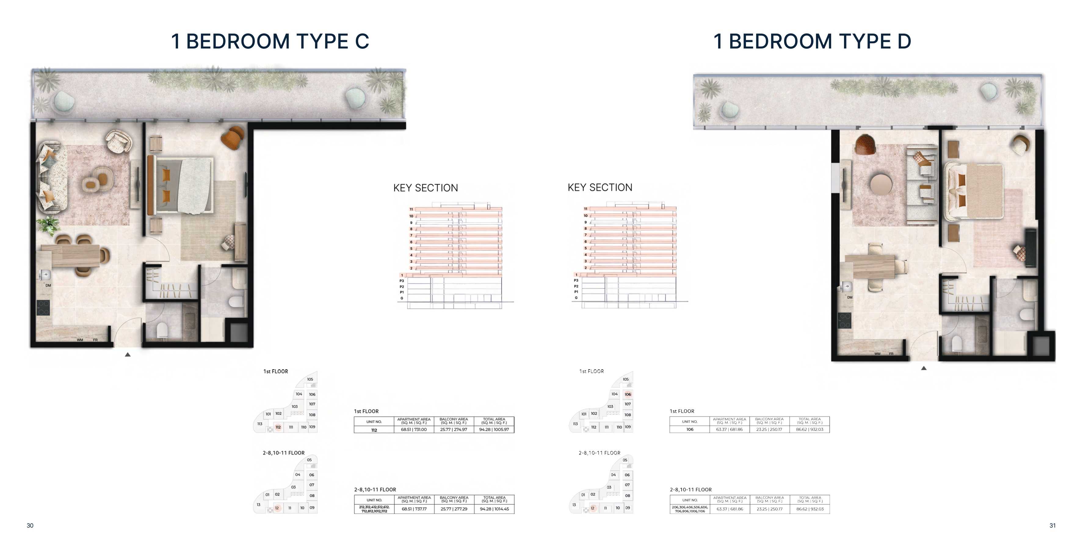 1BHK Type D - Unit 206,306,406,506,606,706,806,1006,1106